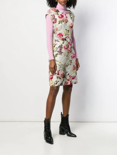 Shop Etro Floral Print Dress In Neutrals