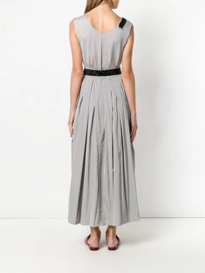 Shop Max Mara 's  Belted Sleeveless Midi Dress - Grey