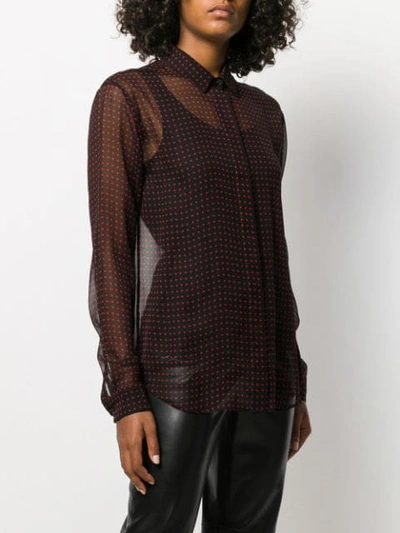 Shop Saint Laurent Polka Dots Sheer Shirt In Black