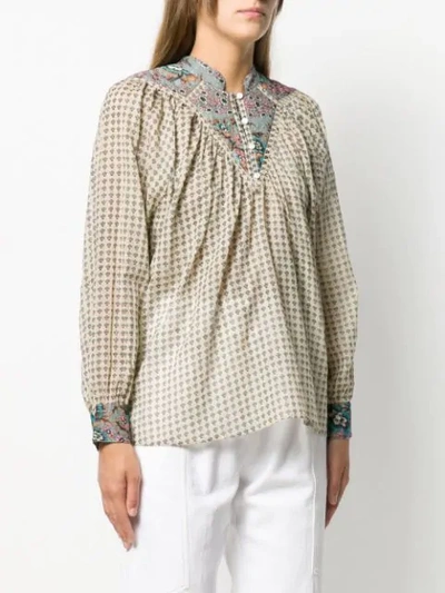 Shop Antik Batik Mixed-print Tunic Blouse In Neutrals
