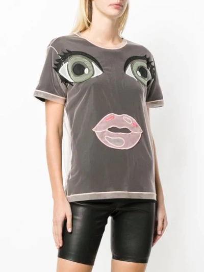 Shop Viktor & Rolf Face Embroidered Tulle T-shirt - Pink