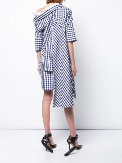 Shop Monse Checked Asymmetric Blouse - Blue