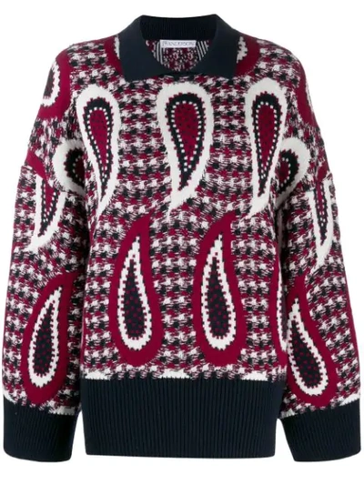 Shop Jw Anderson Paisley Knitted Jumper In Blue