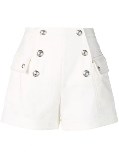 Shop Balmain Double Breasted Shorts In White