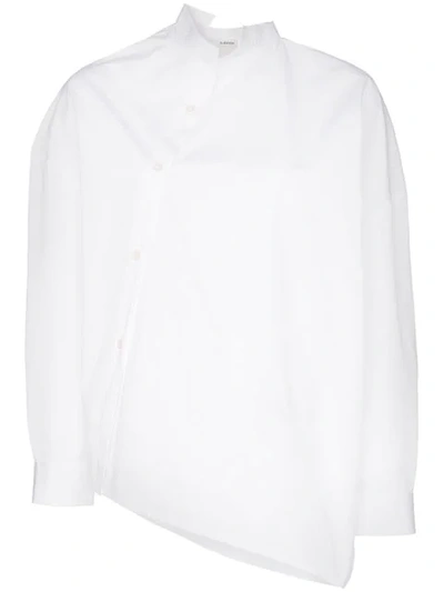 Shop Totême Noma Side Button Fastening Cotton Shirt In White