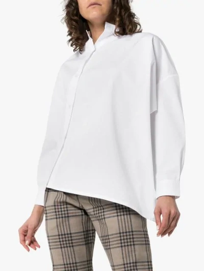 Shop Totême Noma Side Button Fastening Cotton Shirt In White