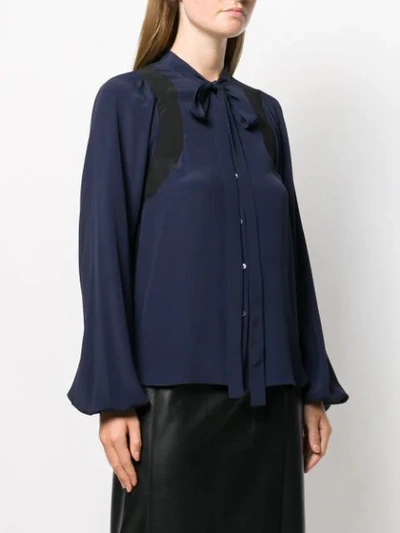 Shop N°21 Pussycat Bow Long-sleeved Blouse In Blue