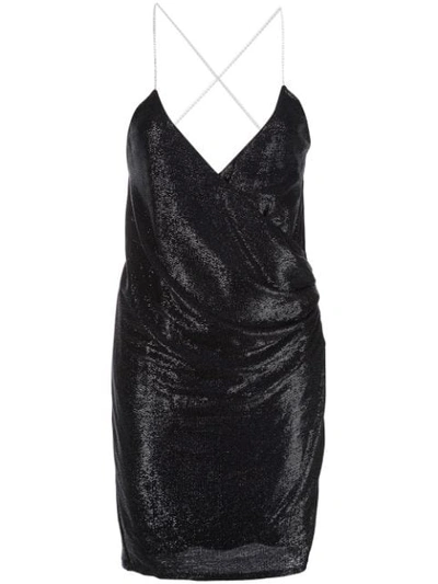 Shop Michelle Mason Crystal-strap Mini Dress In Blue
