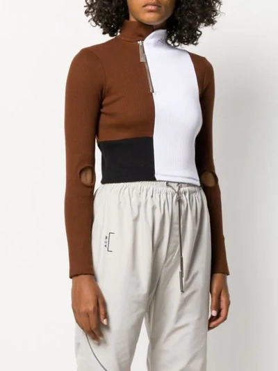 Shop A-cold-wall* Colour Block Ribbed Top In Brown