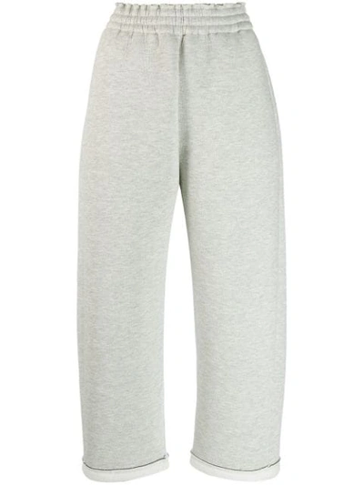 Shop Mm6 Maison Margiela Cropped Trackpants In Grey