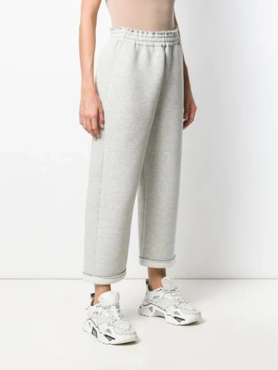 Shop Mm6 Maison Margiela Cropped Trackpants In Grey