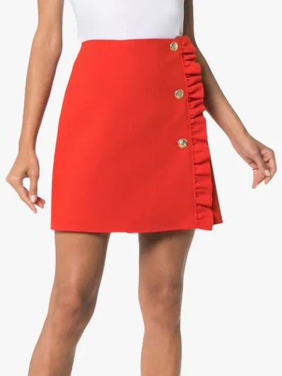 Shop Msgm Frill Trim Mini Skirt - Red