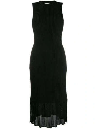 Shop Victoria Beckham Sleeveless Ribbed Midi Dress In Black