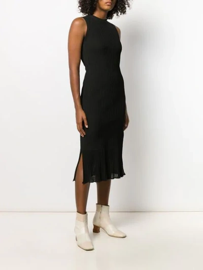 Shop Victoria Beckham Sleeveless Ribbed Midi Dress In Black