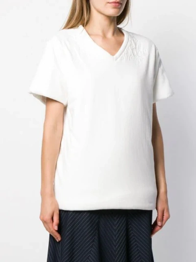 Shop Mm6 Maison Margiela Padded V-neck T-shirt In White