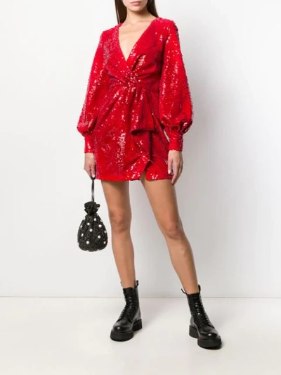 Shop Amen Sequinned Mini Dress In Red