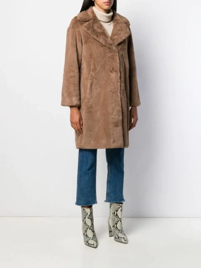 Shop Stand Studio Faux Fur Coat  In 7380 Taupe