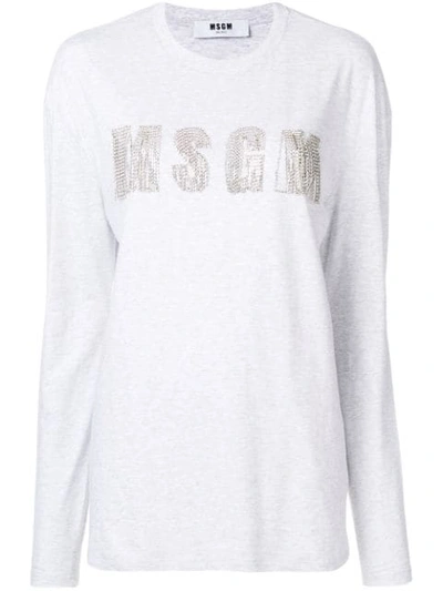 Shop Msgm T-shirt Mit Logo-print In Grey