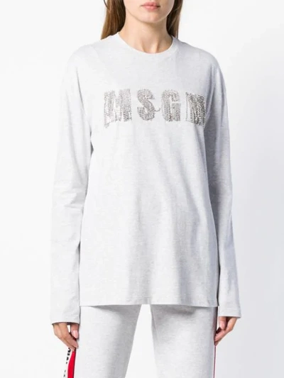 Shop Msgm T-shirt Mit Logo-print In Grey