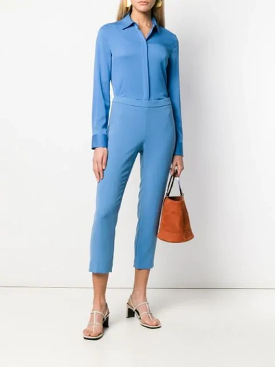Shop Theory Creased Cropped Trousers In Blue