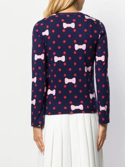 Shop Comme Des Garcons Girl Polka Dot Bow Print Sweater In Blue