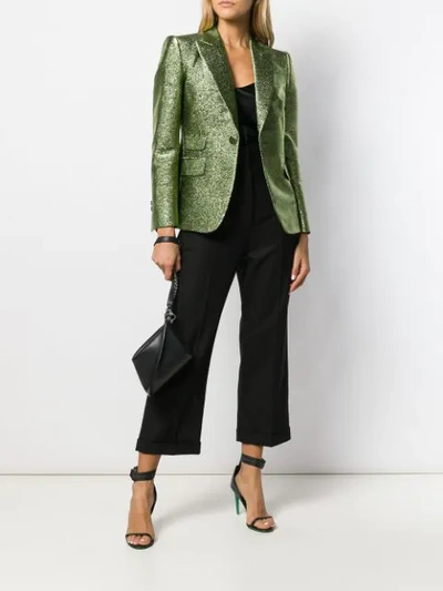 Shop Dsquared2 Fitted Metallic Blazer In Green