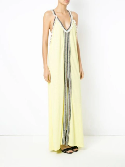 Shop Andrea Bogosian Embroidered Long Dress In Yellow