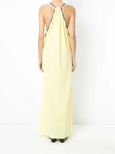 Shop Andrea Bogosian Embroidered Long Dress In Yellow