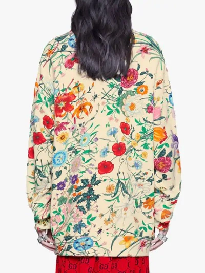 Shop Gucci Oversize Sweatshirt With  Print In Neutrals