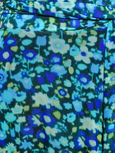 Shop Ganni Floral Print Midi Skirt In Blue