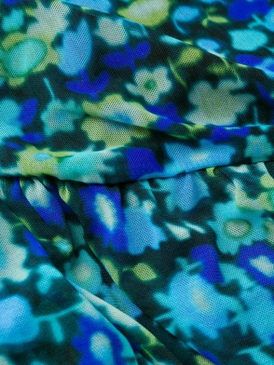 Shop Ganni Floral Print Midi Skirt In Blue