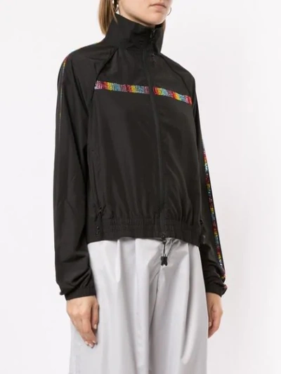 Shop Adam Selman Sport Rainbow Stripe Track Jacket In Rnbow Blk