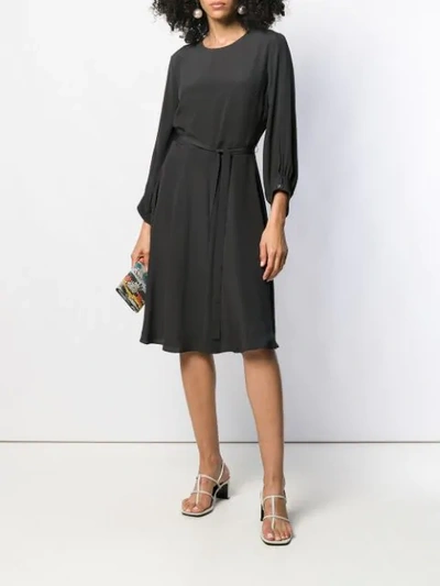 Shop Luisa Cerano Belted Flared Dress In 0195 Black