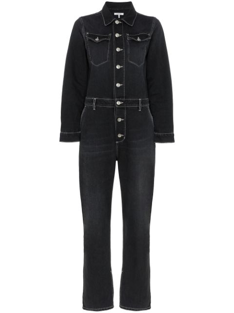womens black denim jumpsuit