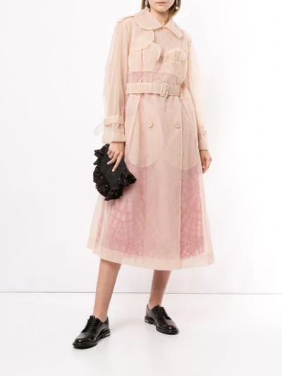 Shop Simone Rocha Sheer Double Breasted Trench Coat In Neutrals