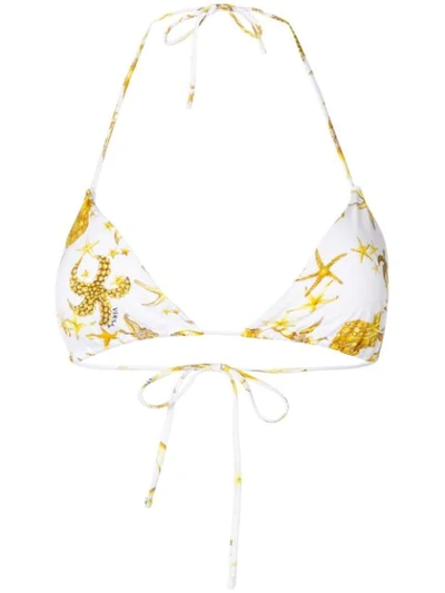 Shop Versace Jewelled Starfish Print Bikini In White