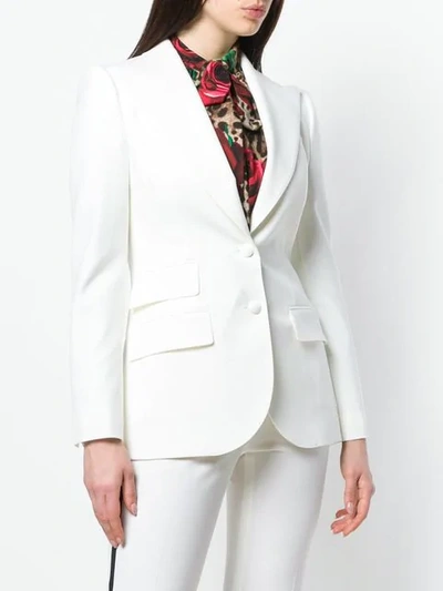 Shop Dolce & Gabbana Fitted Wool-blend Blazer In White