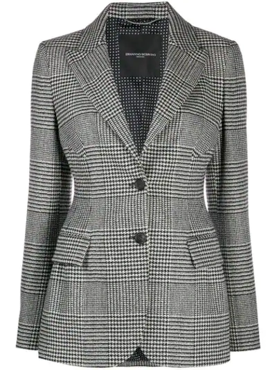 Shop Ermanno Scervino Houndstooth Check Pattern Blazer In G3500 White/black