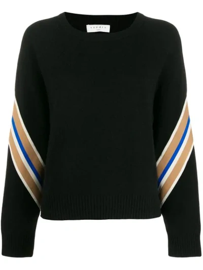 Shop Sandro Manuel Contrasting Sleeves Sweater In Noir