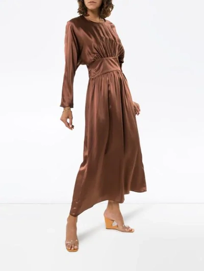 Shop Deitas Hermine Ruched Detail Dress In Brown