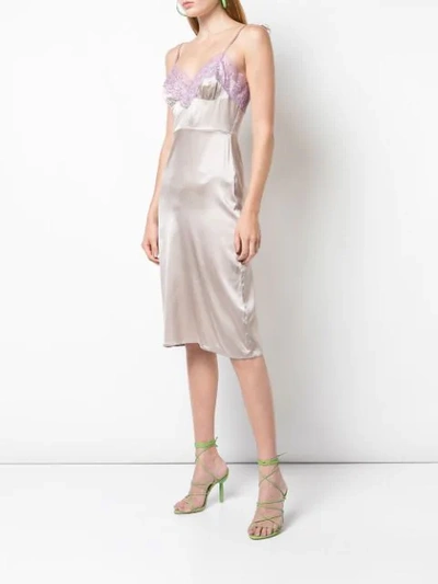Shop Cynthia Rowley Kat Lace Trim Slip Dress In Grey