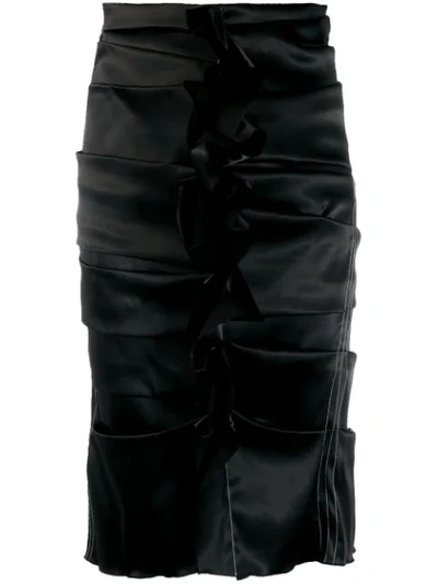 Shop Acne Studios Uneven Horizontal Side Pleats Skirt In Black