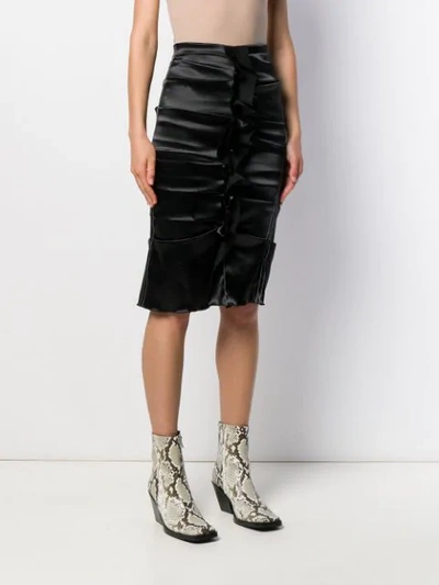 Shop Acne Studios Uneven Horizontal Side Pleats Skirt In Black