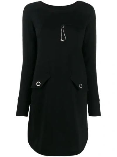 Shop Love Moschino Long-sleeve Shift Dress In Black