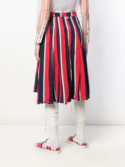 Shop Thom Browne Wide Repp Rwb Stripe Pleated Skirt In Blue