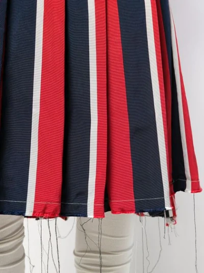 Shop Thom Browne Wide Repp Rwb Stripe Pleated Skirt In Blue