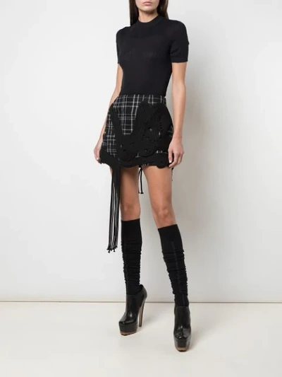 Vera Wang Ribbed Knit Mini Dress In Black