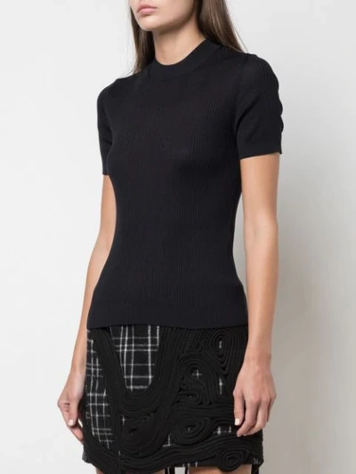 Vera Wang Ribbed Knit Mini Dress In Black