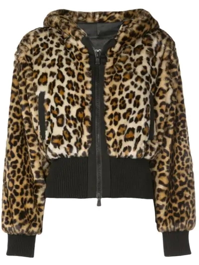 Shop Boutique Moschino Cropped Leopard Print Jacket In 1091