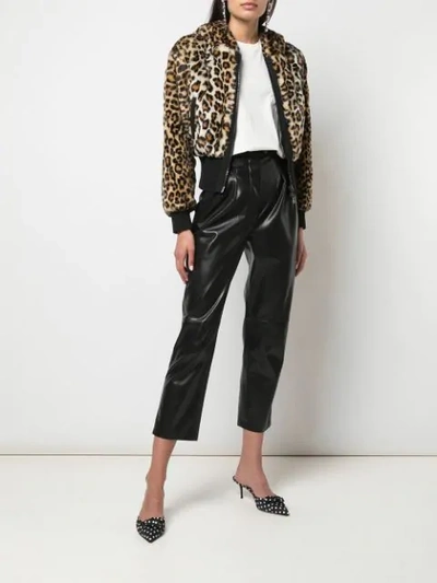 Shop Boutique Moschino Cropped Leopard Print Jacket In 1091